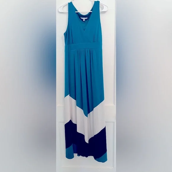 Studio One Dresses | Studio One Teal Sleeveless Dress, Size Medium | Color: Blue/Cream | Size: M | Pm-57500570'S Closet